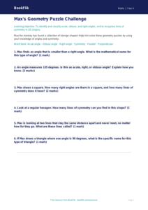 Free Geometry Worksheet | Year 4 Core | BookFlik