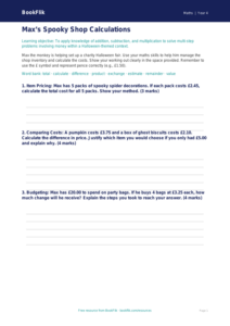 Free Halloween Maths Template | Year 4 Greater Depth | BookFlik