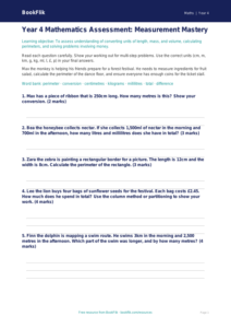 Free Measurement Assessment | Year 4 Core | BookFlik