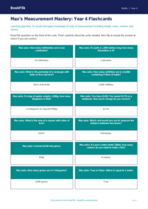 Free Measurement Flashcards | Year 4 Core | BookFlik