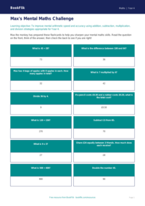 Free Mental Maths Flashcards | Year 4 Core | BookFlik