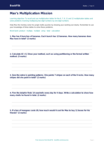 Free Multiplication Worksheet | Year 4 Core | BookFlik