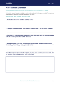 Free Place Value Worksheet | Year 4 Core | BookFlik