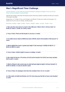 Free Time Quiz | Year 4 Core | BookFlik
