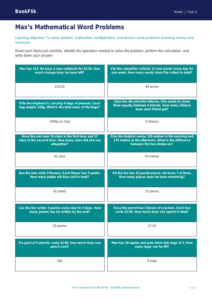 Free Word Problems Flashcards | Year 4 Core | BookFlik