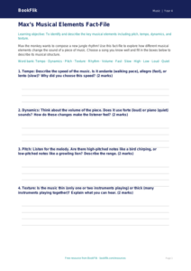 Free Musical Elements Template | Year 4 Core | BookFlik