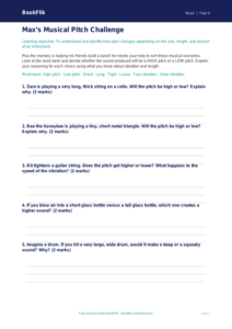 Free Pitch Activity Sheet | Year 4 Core | BookFlik