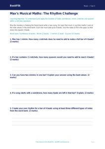 Free Rhythm Activity Sheet | Year 4 Core | BookFlik
