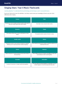 Free Singing Flashcards | Year 4 Core | BookFlik