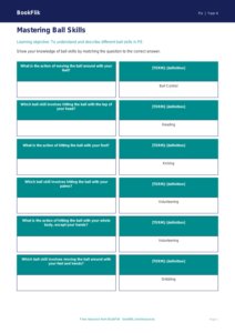 Free Ball Skills Flashcards | Year 4 Core | BookFlik