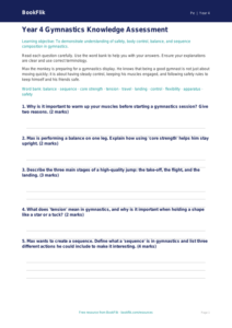 Free Gymnastics Assessment | Year 4 Core | BookFlik