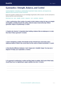 Free Gymnastics Worksheet | Year 4 Core | BookFlik
