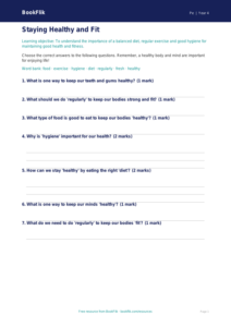 Free Health And Fitness Worksheet | Year 4 Core | BookFlik