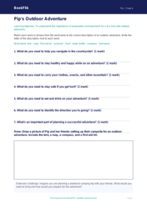 Free Outdoor Adventures Activity Sheet | Year 4 Core | BookFlik