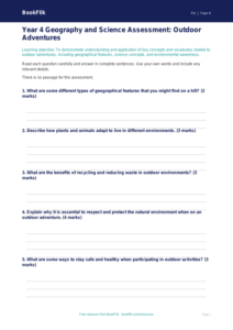 Free Outdoor Adventures Assessment | Year 4 Core | BookFlik