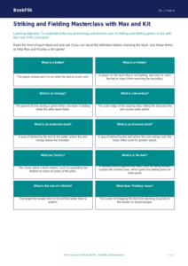 Free Striking And Fielding Flashcards | Year 4 Core | BookFlik