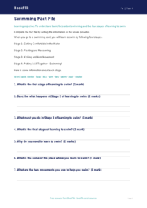 Free Year 4 Swimming Template | Educational Worksheet | BookFlik