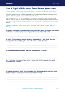 Free Team Games Assessment | Year 4 Core | BookFlik