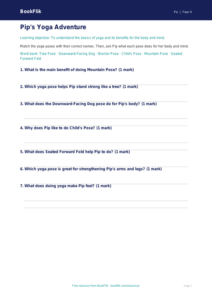 Free Yoga Activity Sheet | Year 4 Core | BookFlik