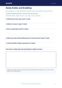 Free Yoga Worksheet | Year 4 Core | BookFlik