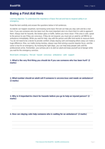 Free First Aid Comprehension | Year 4 Core | BookFlik