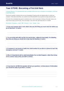 Free First Aid Worksheet | Year 4 Core | BookFlik