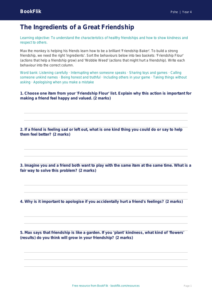Free Friendship Activity Sheet | Year 4 Core | BookFlik