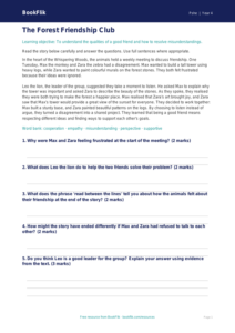 Free Friendship Comprehension | Year 4 Core | BookFlik