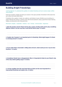 Free Friendship Worksheet | Year 4 Core | BookFlik