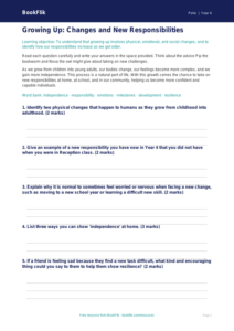 Free Growing Up Worksheet | Year 4 Core | BookFlik