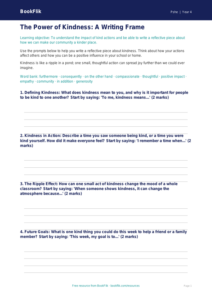 Free Kindness Writing Frame | Year 4 Core | BookFlik