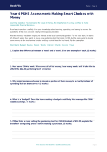 Free Money Assessment | Year 4 Core | BookFlik