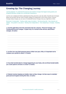 Free Puberty Activity Sheet | Year 4 Core | BookFlik