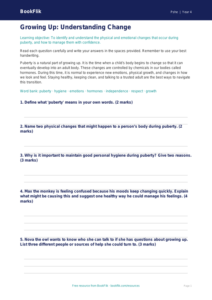 Free Puberty Assessment | Year 4 Core | BookFlik