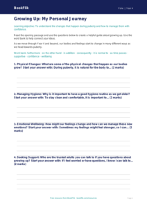 Free Puberty Writing Frame | Year 4 Core | BookFlik