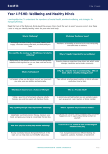 Free Wellbeing Flashcards | Year 4 Core | BookFlik