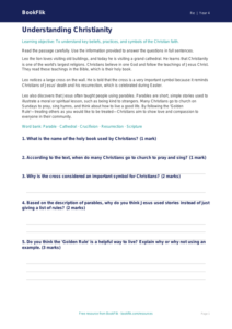 Free Christianity Comprehension | Year 4 Core | BookFlik