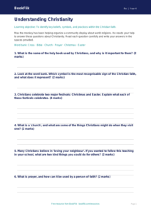 Free Christianity Worksheet | Year 4 Core | BookFlik