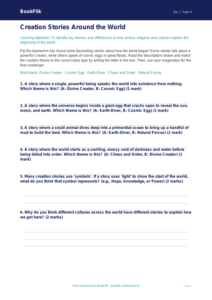 Free Creation Stories Activity Sheet | Year 4 Core | BookFlik