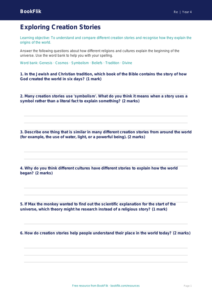 Free Creation Stories Worksheet | Year 4 Core | BookFlik