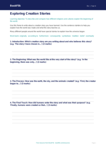 Free Creation Stories Writing Frame | Year 4 Core | BookFlik