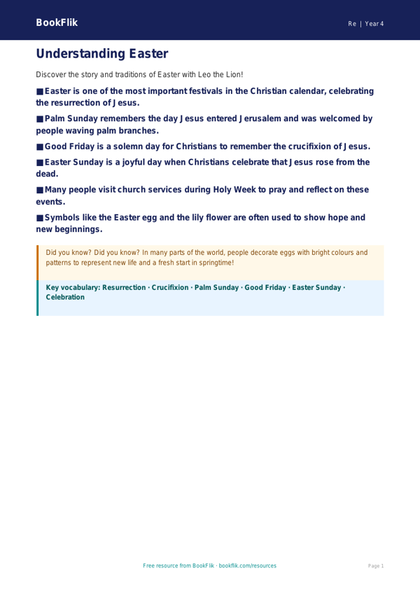 Free Easter Poster Worksheet | Year 4 Core | BookFlik worksheet preview — Re Easter