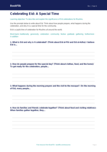 Free Eid Writing Frame | Year 4 Core | BookFlik
