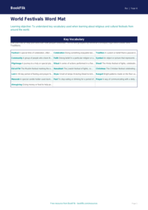 Free Festivals Word Mat | Year 4 Core | BookFlik