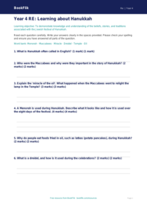 Free Hanukkah Assessment | Year 4 Core | BookFlik