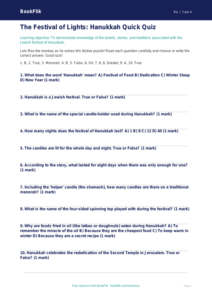 Free Hanukkah Quiz | Year 4 Core | BookFlik