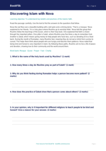 Free Islam Comprehension | Year 4 Core | BookFlik