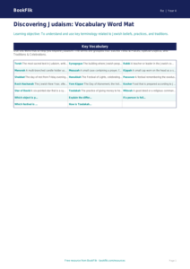 Free Judaism Word Mat | Year 4 Core | BookFlik