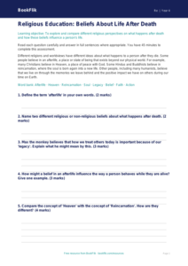 Free Life After Death Assessment | Year 4 Core | BookFlik