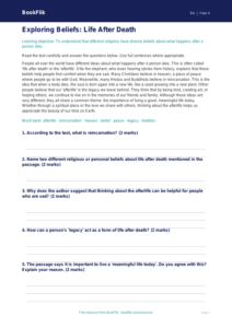 Free Life After Death Comprehension | Year 4 Core | BookFlik